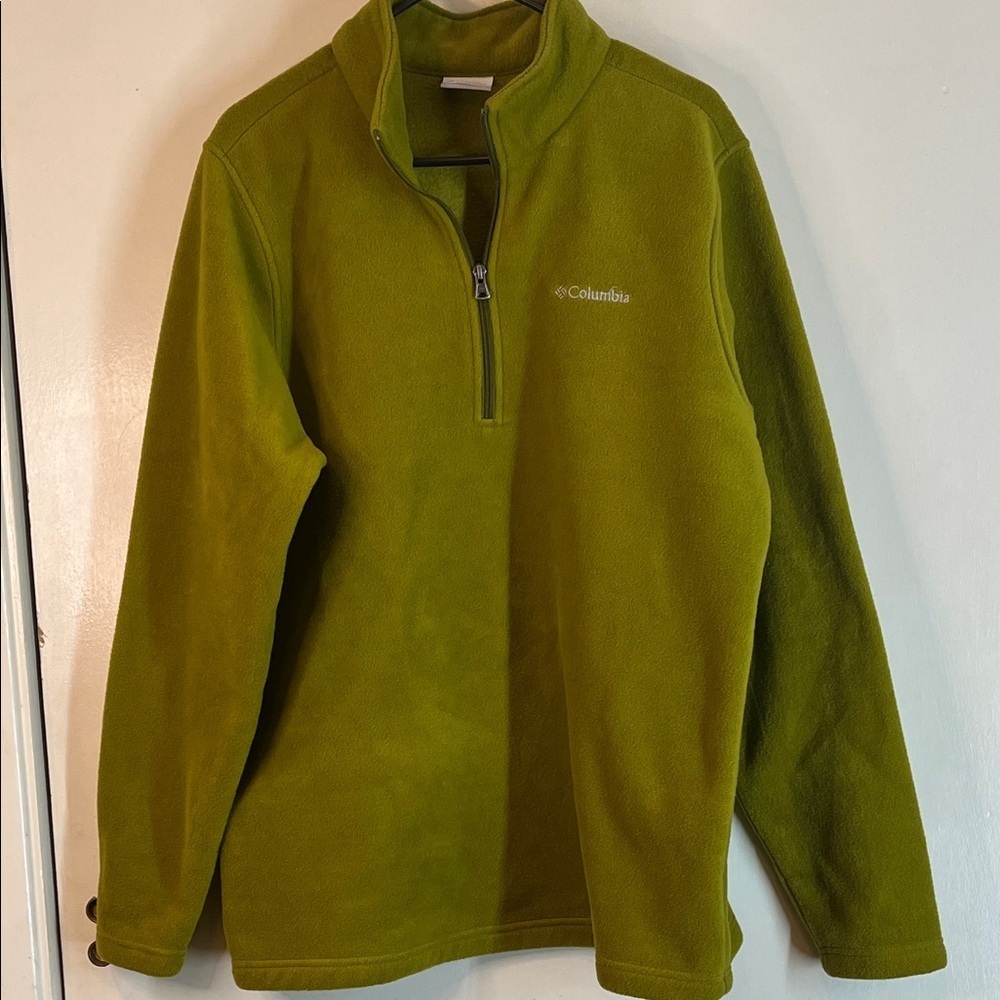 Columbia Green / Olive Fleece 3/4 zip Pullover size large